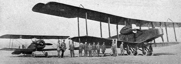 American-Made Handley-Page Bomber with Single-Seater at Left 