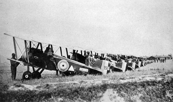 148th American Aero Squadron at the Front, at Petite-Sythe, France, Equipped with Sopwith-Camel Planes U. S. Air Service Photo 
