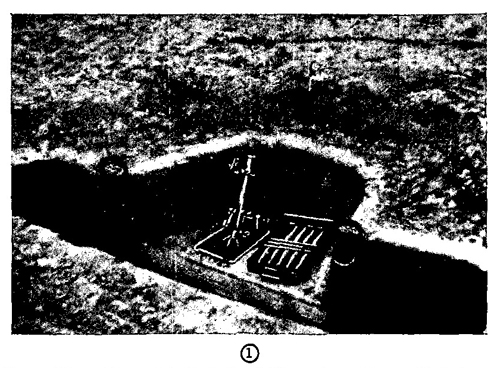 Figure 41.—Enlarged foxhole for light mortar, with revetted slope. 