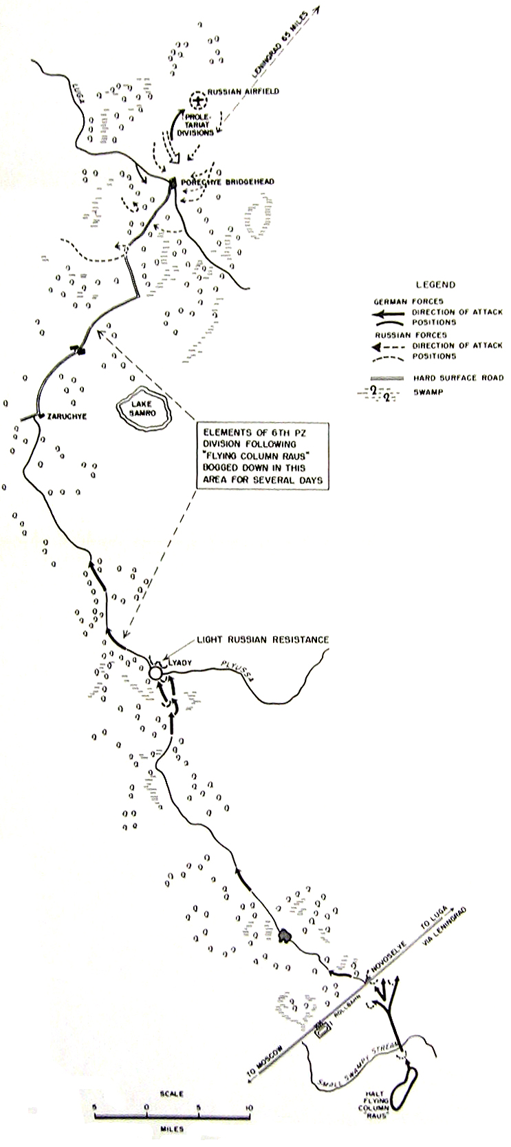MAP 3.	Advance of Flying Column Raus to the Porechye Bridgehead