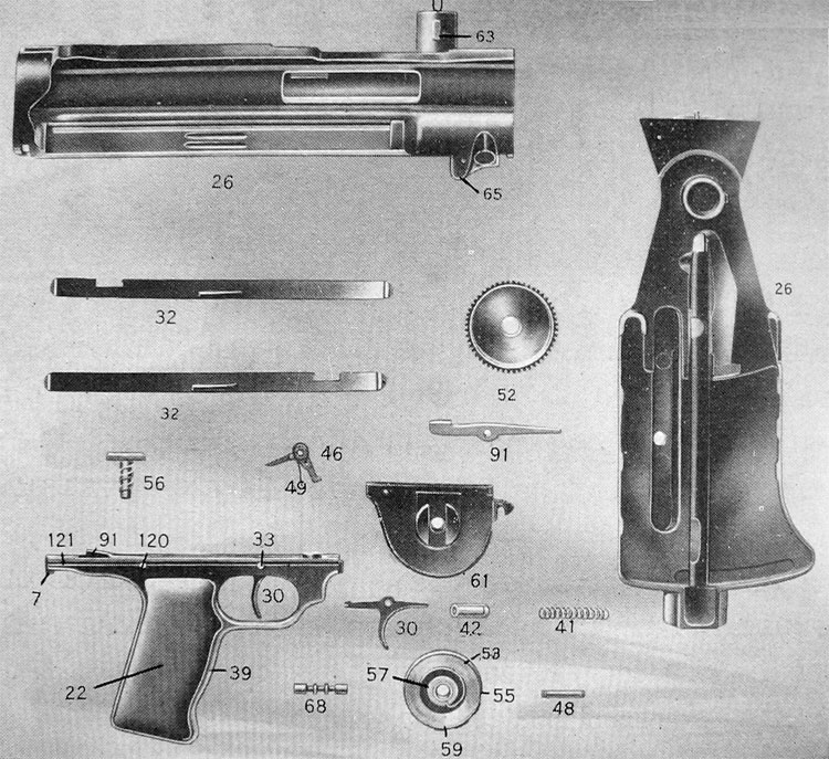 PLATE 3.—Gun Parts: Receiver Group, Mainspring and Trigger Mechanism