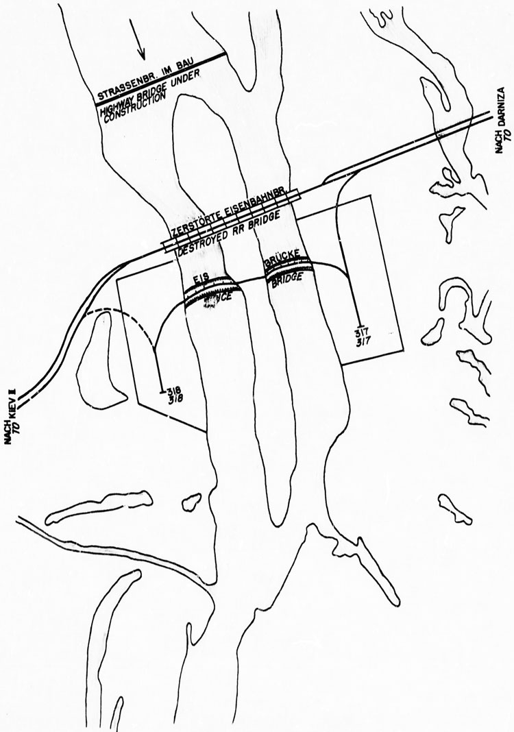 Sketch 1. Plan View of Ice Bridge отег the Dnieper